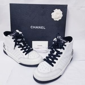 CHANEL White and Black Men's Sneakers